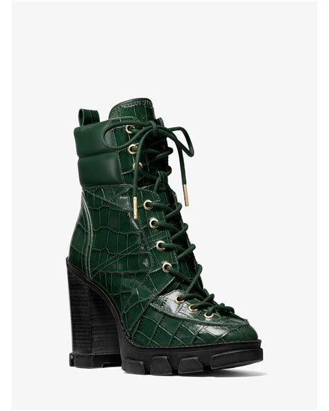 michael michael kors ridley crocodile embossed leather lace-up boot|Ridley Crocodile Embossed Leather Lace.